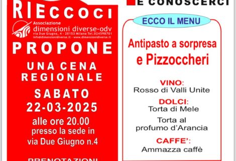 Cena Conviviale – Pizzoccheri – 22 marzo
